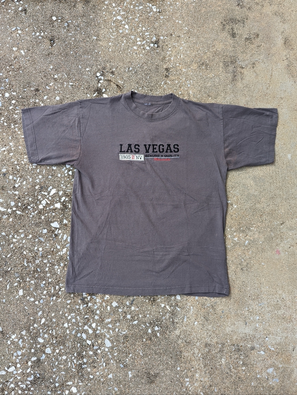 Grey Vegas Embroidery Novelty T-shirt